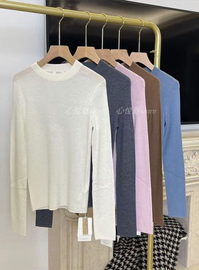 J家 2024秋冬新款18针坑条美丽奴羊毛修身百搭针织打底c706