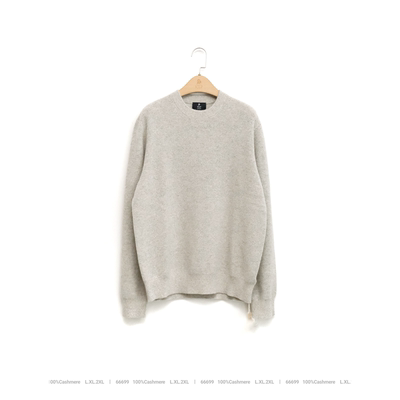 J家 基础绅士3股26支1条毛珠地圆领长袖羊绒套头针织上衣男66699