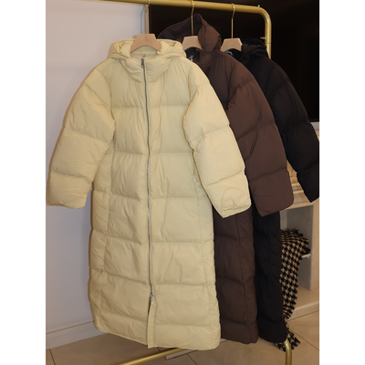 霍尔多巴吉90白鹅绒保暖百搭连帽纯色长款加厚羽绒服6261