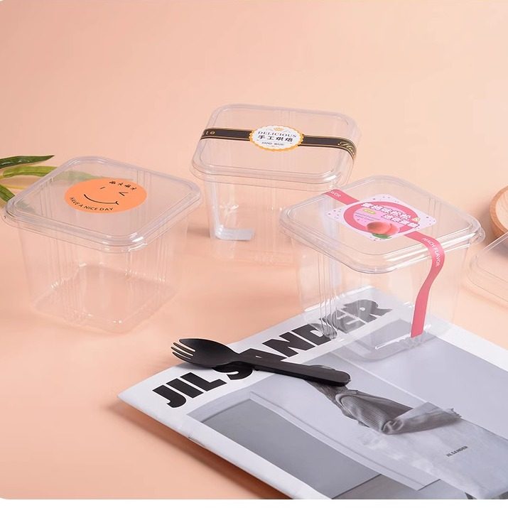 方形慕斯豆乳蛋糕包装盒木糠杯水果捞打包盒子提拉米苏烘焙西点盒