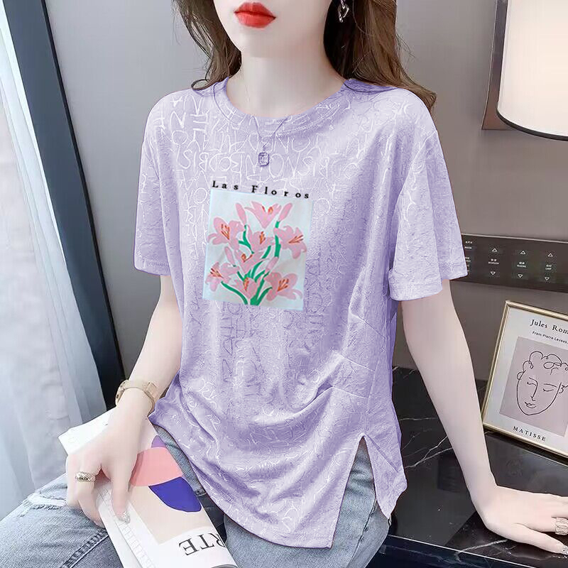 韩系甜美冰丝小清新短袖T恤女夏季2025新款小个子学生别致上衣ins