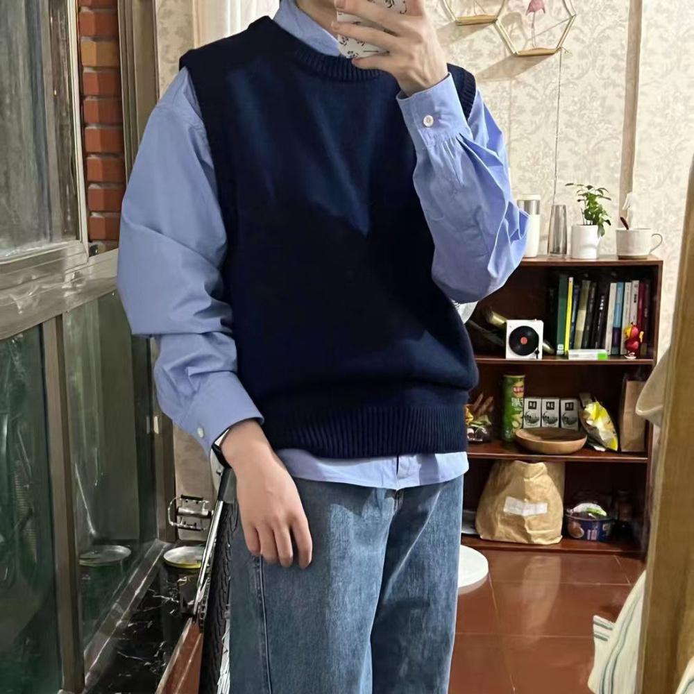 纯棉针织马甲背心毛衣女宽松大码