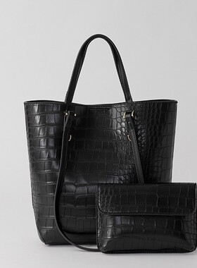 Pixy DailyPresh Loaf多用手提包托特包 鱷魚紋黑