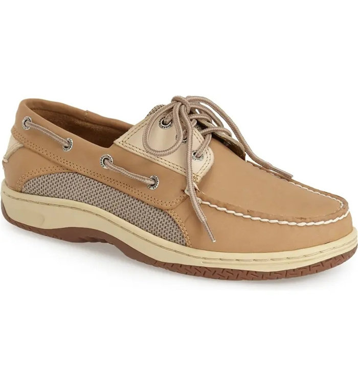 SPERRY优质头层牛皮系带弹力橡胶底吸汗减震真皮帆船鞋休闲皮鞋男