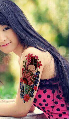 艺妓纹身贴 女 防水 持久 花臂一次性纹身暂时性9.9包邮拍二送一
