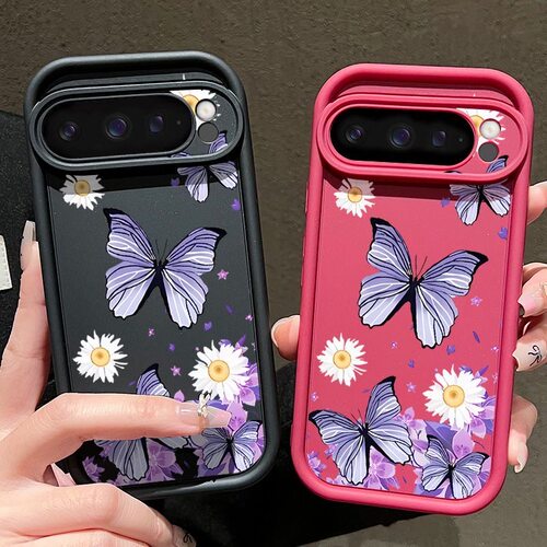 紫蝶雏菊适用于谷歌Pixel10proXL/10pro手机壳9proXL蝴蝶Google Pixel8pro保护套7pro软壳7A/8A/10花朵10pro