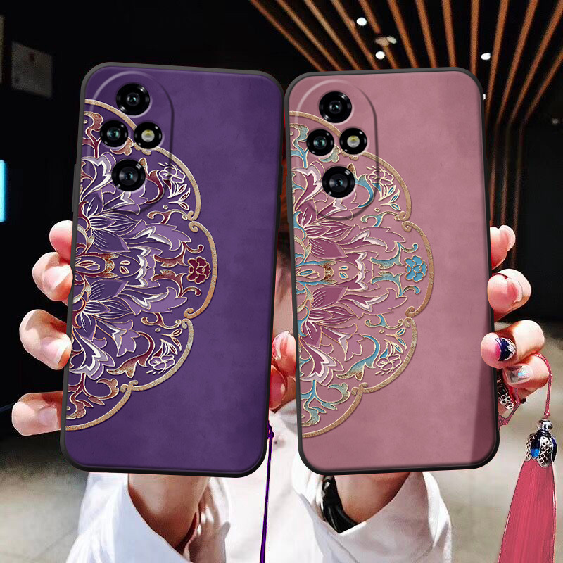 半纹牡丹适用于OPPO reno12/11/浮雕手机壳流苏find x7ultra精美r17真我realme gtneo3薄款q3软壳K11X国潮K12