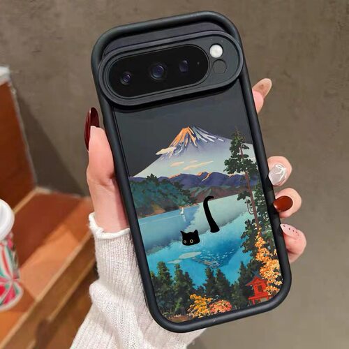 山河猫适用于谷歌Pixel10proXL/10pro手机壳9proXL可爱Google Pixel8pro富士山7pro卡通7A/8A/10/10pro保护套
