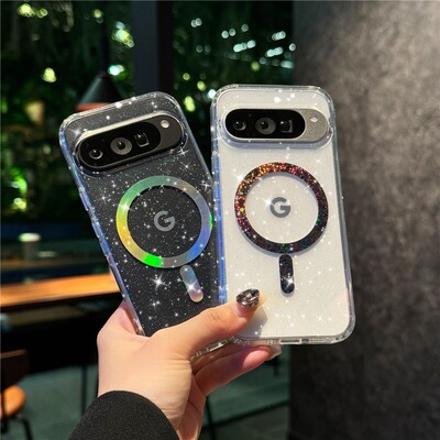 闪粉星星适用于谷歌Pixel11pro磁吸手机壳Pixel 10proXL个性炫彩10A保护套Google Pixel8pro防摔9pro保护壳9A