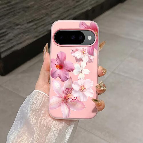 粉色扶桑花适用于谷歌Pixel10proXL/10pro手机壳9proXL果冻壳Google Pixel8pro保护套7pro花朵7A/8A/10/10pro