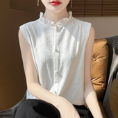 高级感吊带背心内搭女花边领无袖 精仿羊毛上衣 打底衫 衬衫 针织西装