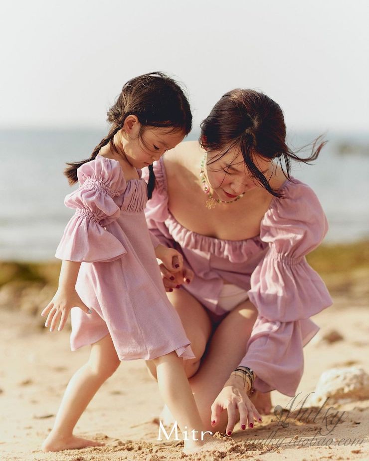 Mitr清新连衣裙儿童女泡泡袖短裙