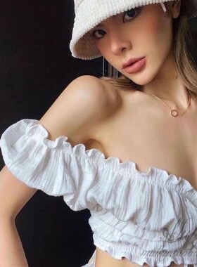 【泰国代购】设计师设计 Stylemeee阿紫同款纯欲可爱抹胸衬衫上衣