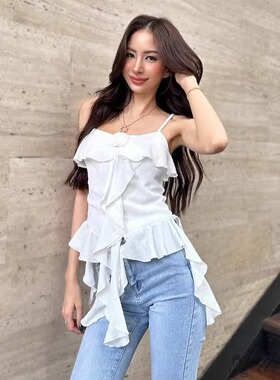 【泰国代购】设计师品牌 Hotter 吊带荷叶边夏天甜美花朵上衣