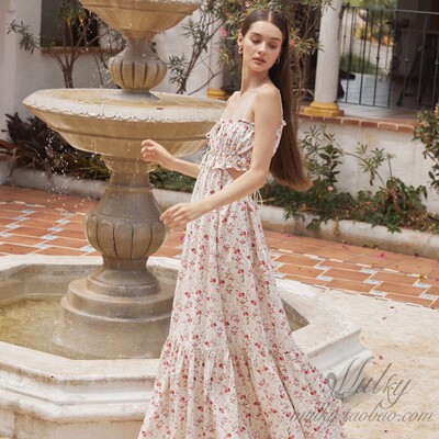 波西米亚吊带沙滩裙连衣裙长裙