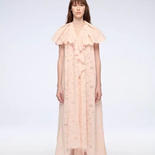 【泰国代购】设计师品牌 Janesuda 度假花朵镂空大领连衣裙长裙