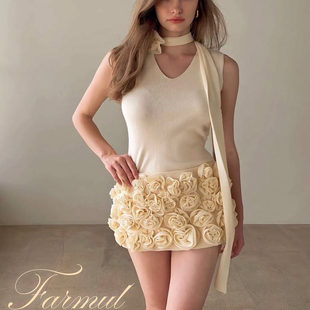 【泰国代购】设计师品牌 Farmul 浪漫Choker背心上衣玫瑰花半裙