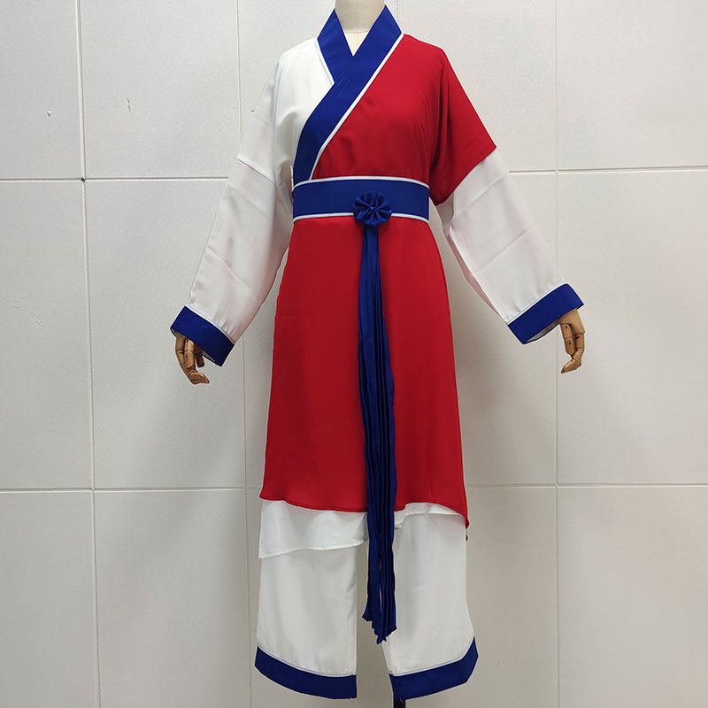 戏剧大红犯人衣戏服戏曲新款斜领上下分体越剧黄梅戏演出古装服饰