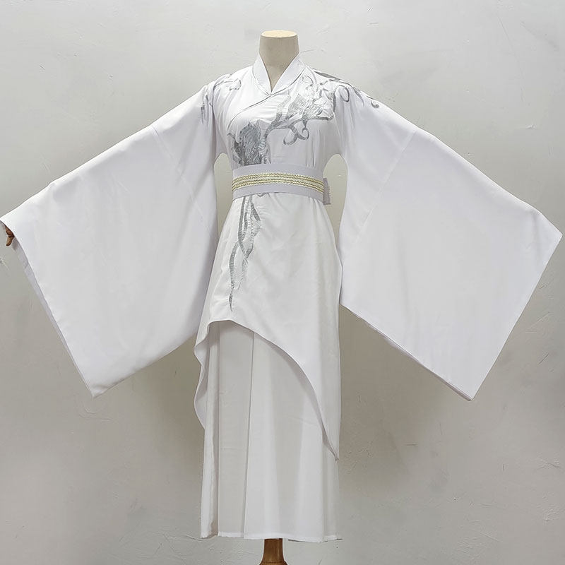 越剧哭灵戏服戏子戏剧戏曲黄梅戏新款斜领大袖花旦白色素衣旦角服