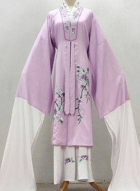 戏剧戏曲长飘带女对披戏服越剧女花旦服装黄梅戏绣花练功连体裙子