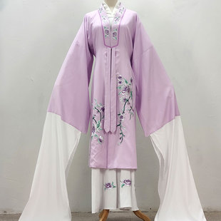 戏剧戏曲长飘带女对披戏服越剧女花旦服装黄梅戏绣花练功连体裙子