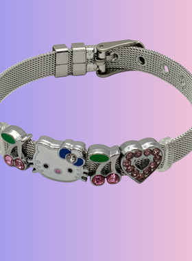 SoulFerry手链Y2K亚文化配饰千禧涩谷辣妹ins风kt猫镶钻钢带手环