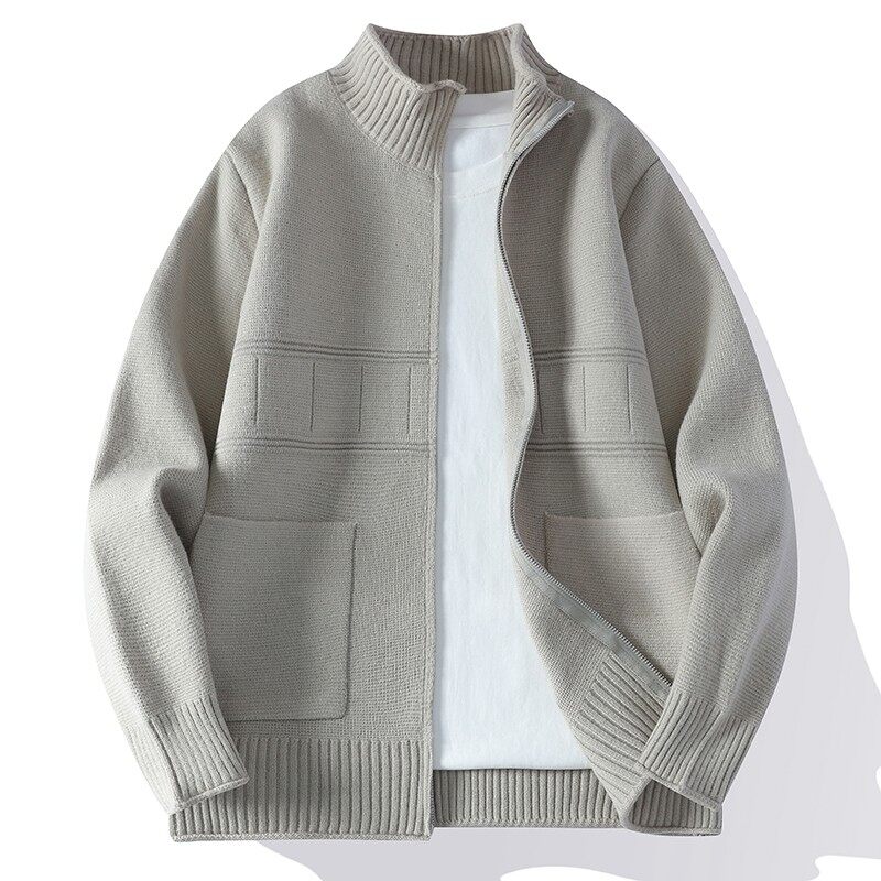 现货84885-特P75立领拉链开衫毛衣男秋季美式针织衫夹克外套，男装针织衫/毛衣，电商D310（原电商305）
