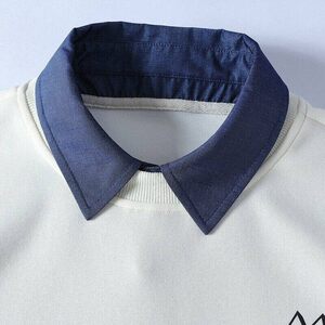 W25209-特P50假两件衬衫领卫衣男生2025新款春秋季学生长袖t恤T图片