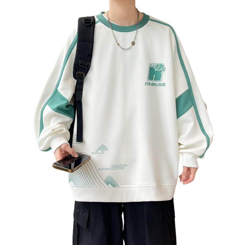 W24212-特P40秋季休闲卫衣男长袖T恤打底衫港风宽松外套,男装卫衣,电商D310（原电商305）