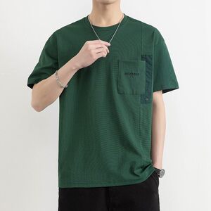 25172-特P40 夏季休闲时尚T恤男短袖打底衫个性拼接撞色短袖t恤男图片