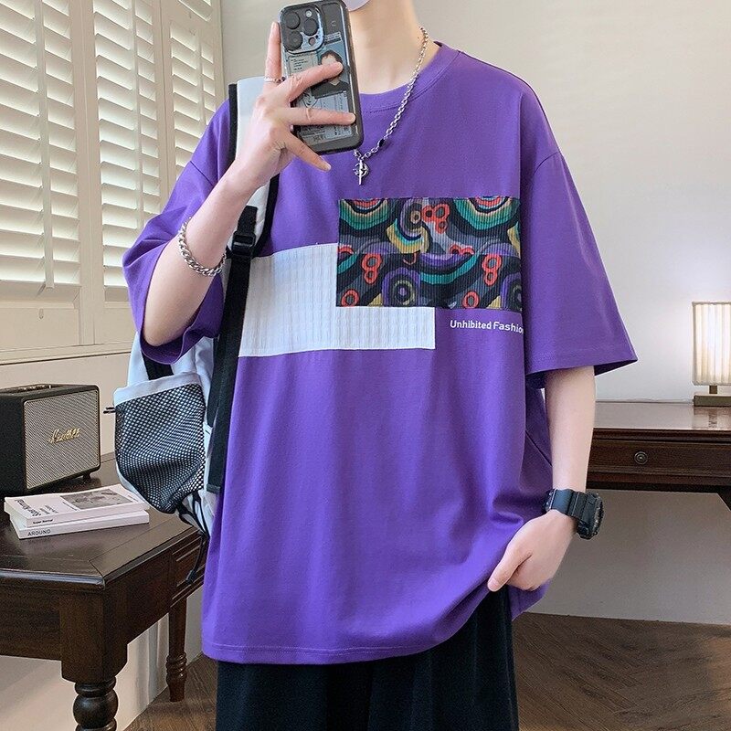 25175-特P40夏季休闲时尚T恤男短袖打底衫青少年潮牌拼接T恤,男装T恤,电商D310（原电商305）