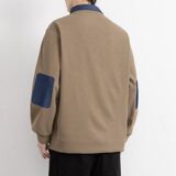 W25216-特P50春季休闲时尚衬衫领假两件卫衣男长袖打底衫，男装卫衣，电商D310（原电商305）