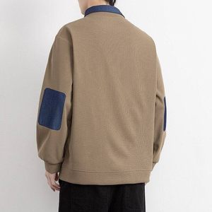 W25216-特P50 春季休闲时尚衬衫领假两件卫衣男长袖打底衫图片
