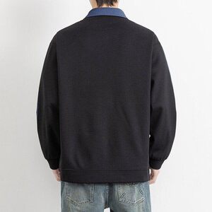 W25212-特P50 春季休闲时尚卫衣男长袖衬衫领假两件打底衫图片
