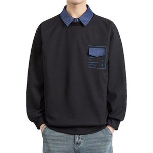 W25215-特P50 春季休闲时尚卫衣男长袖打底衫衬衫领假两件外套图片