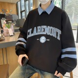 84202-P50宽松翻领男潮流港风拼接撞色套头卫衣男秋冬季加厚男，男装卫衣，电商D310（原电商305）