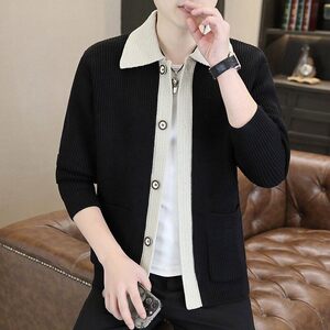 84851-P80春秋季休闲毛衣外套男长袖针织衫开衫图片