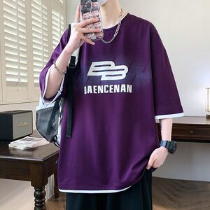 25152-特P40夏季休闲时尚T恤男短袖打底衫青少年潮牌印花T恤图片