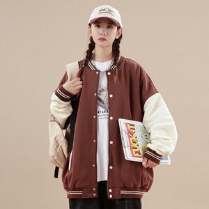 光板二开JK602特P50纯色棒球服外套男女美式复古宽松夹克图片