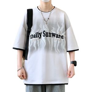 25155-特P40 夏季休闲时尚T恤男短袖青少年潮牌印花打底衫图片