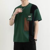 25170-特P40夏季休闲时尚T恤男短袖打底衫个性拼接撞色短袖t恤男，男装T恤，电商D310（原电商305）