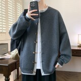 84893-特P75假两件针织开衫男士外套春秋季宽松翻领休闲毛衣，男装针织衫/毛衣，电商D310（原电商305）