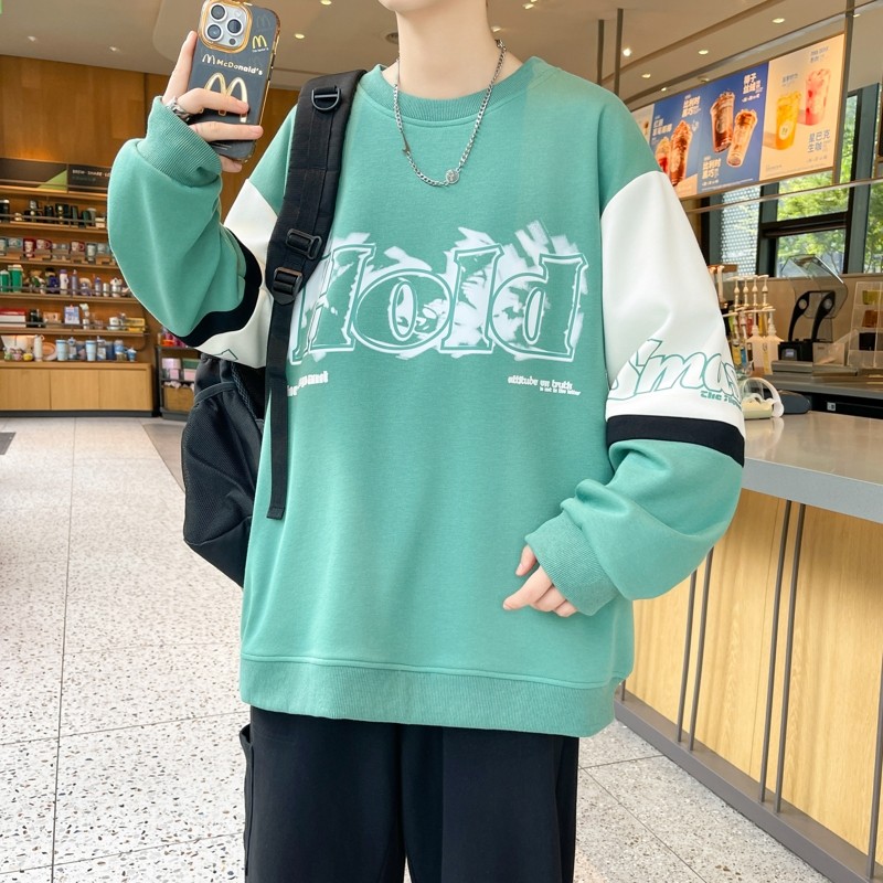 W24217-P40秋季休闲卫衣男长袖T恤打底衫港风宽松外套,男装卫衣,电商D310（原电商305）