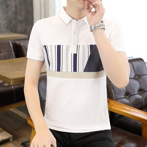 25033-特P35夏季休闲时尚T恤男短袖打底衫商务休闲修身短袖POLO衫,灰色针织衫搭配什么裤子好看图片