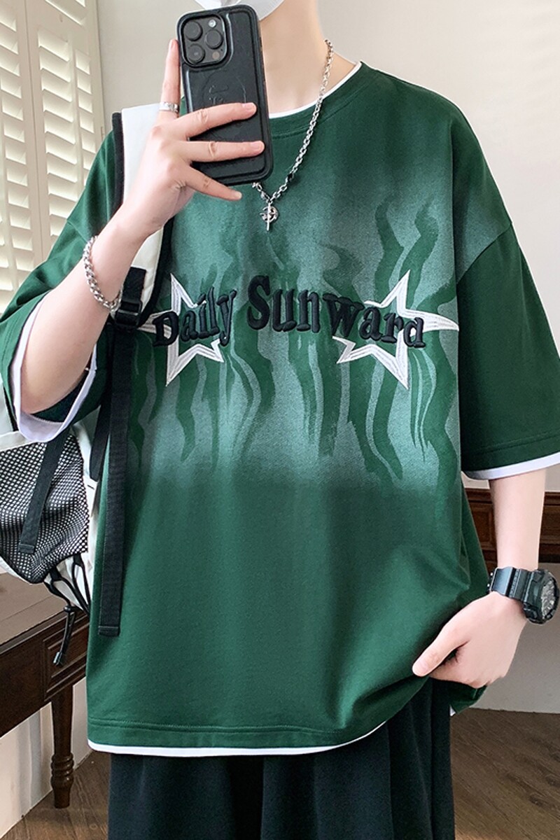 25155-特P40夏季休闲时尚T恤男短袖青少年潮牌印花打底衫,男装T恤,电商D310（原电商305）