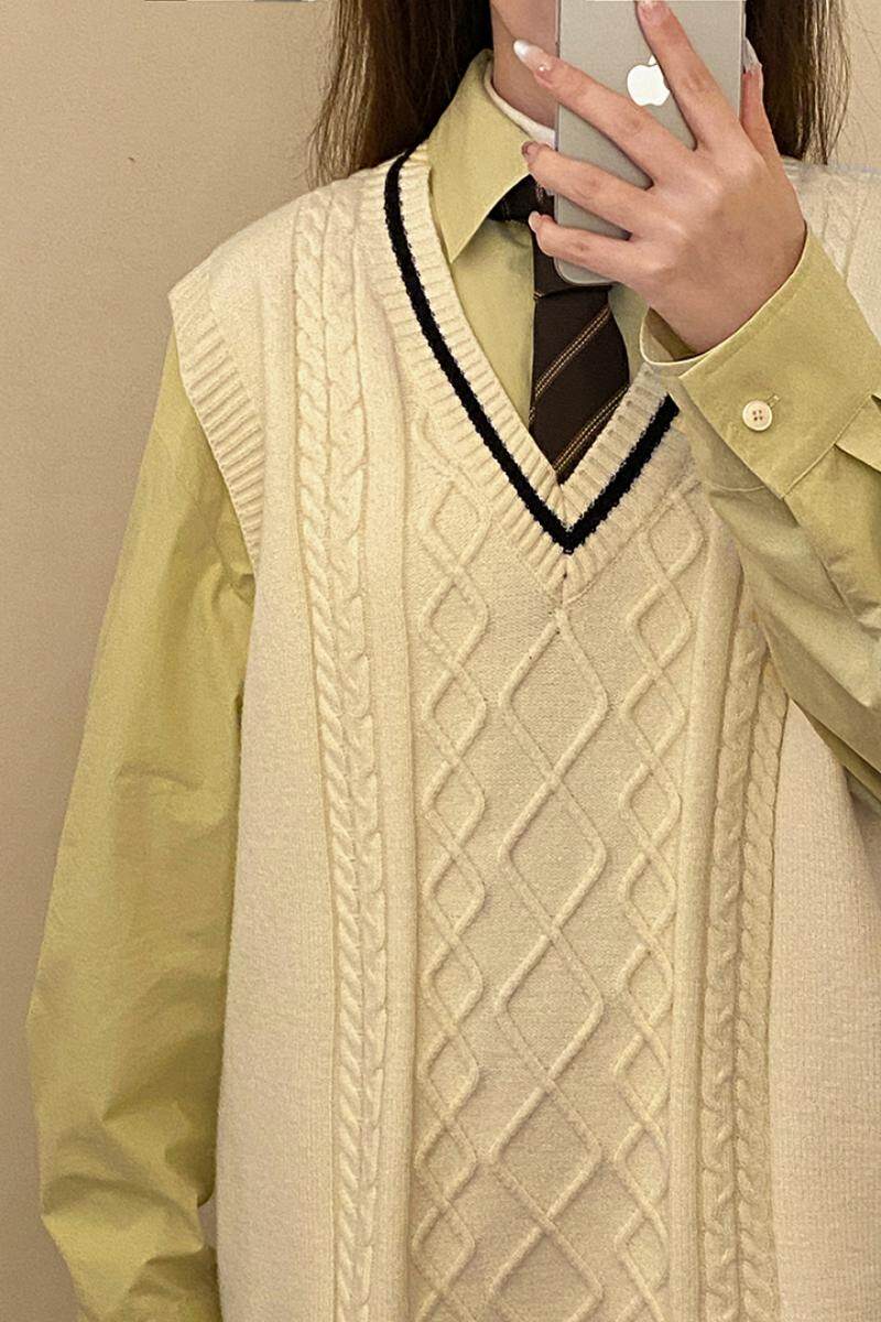 M2103-特P45男士针织背心慵懒风jk毛衣外套学院风女春秋情侣马甲,男装背心/马甲,电商D310（原电商305）