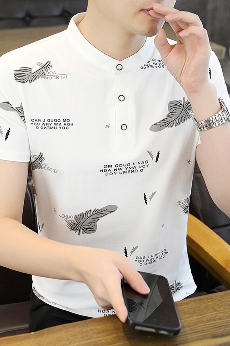 25101-P35春季休闲时尚T恤男短袖打底衫商务休闲修身立领POLO衫,男装T恤,电商D310（原电商305）