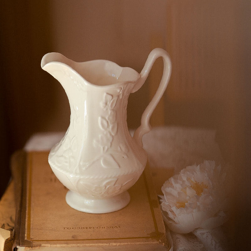 哈沽法式复古陶瓷花瓶中古轻奢立体浮雕单耳高级家居客厅插花花器,家居饰品,花瓶,淘宝优惠券,粉丝福利购,淘宝优惠卷