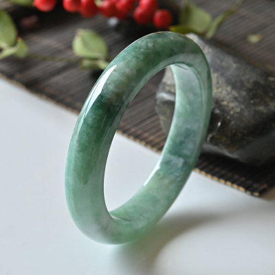 清货天然A货翡翠手镯冰糯种满绿玉镯子女54.2缅甸玉镯子一物一图