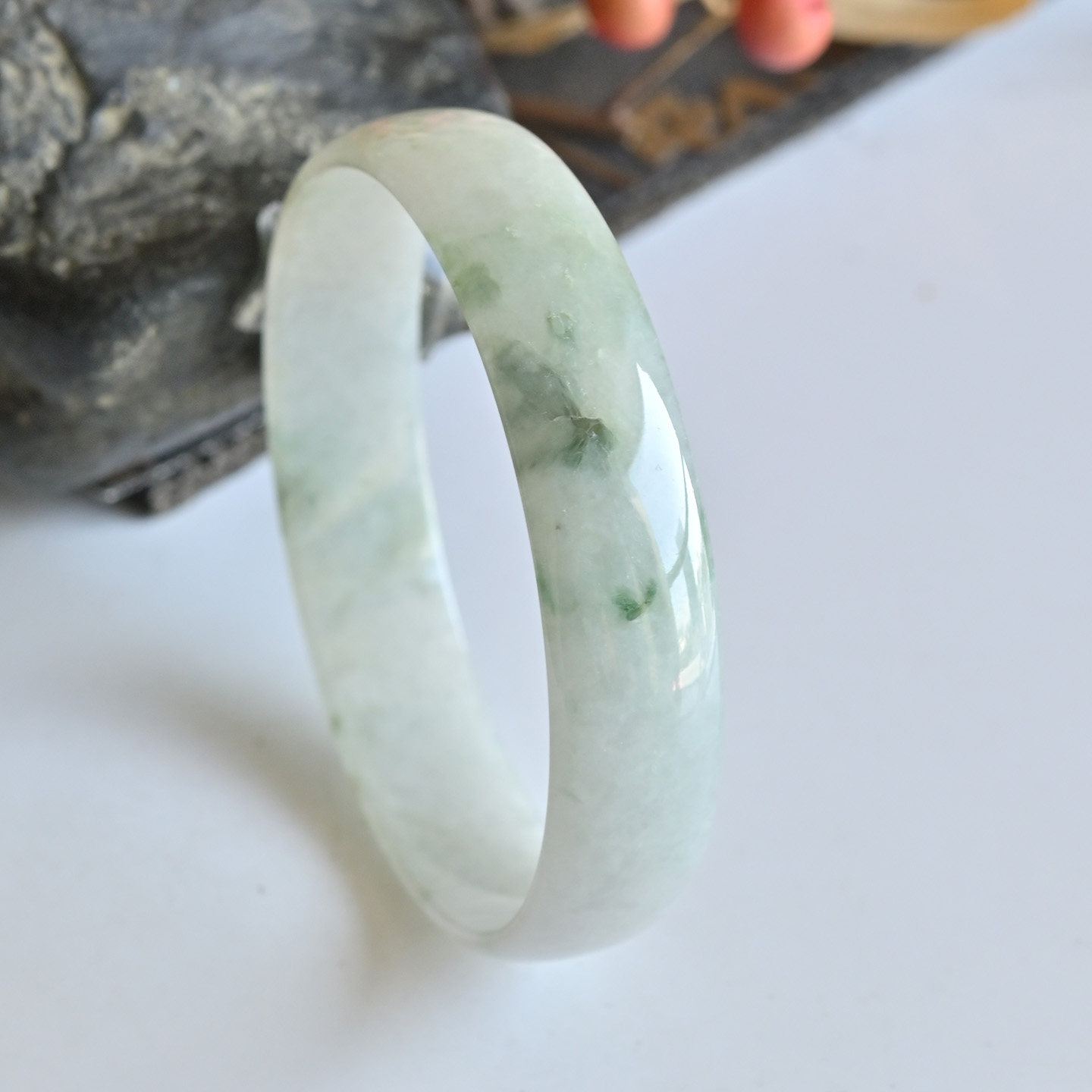 一物一图清仓天然A货翡翠手镯冰糯种黄绿玉镯公主镯52缅甸玉手镯